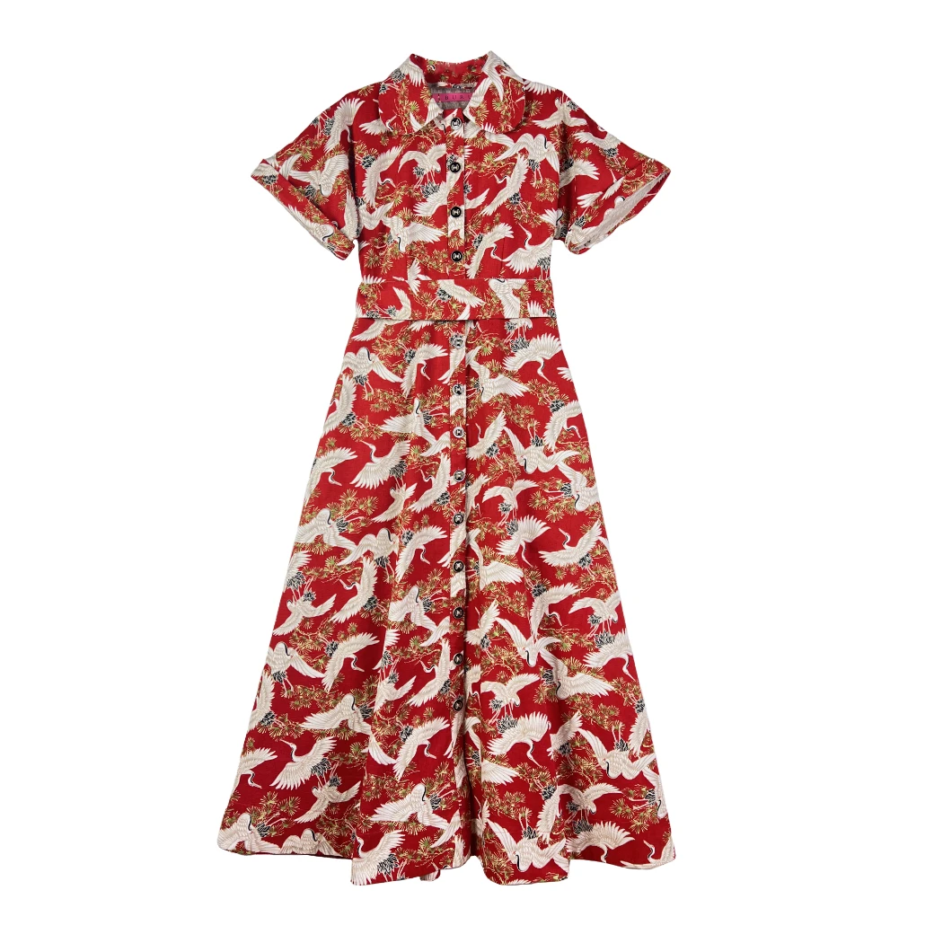 BURU Pink Label The Donna Day Gown - Red Crane 14 BURU Pink Label The Donna Day Gown - Red Crane