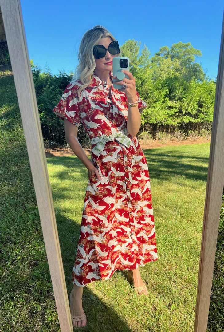 BURU Pink Label The Donna Day Gown - Red Crane 7 BURU Pink Label The Donna Day Gown - Red Crane