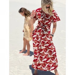 BURU Pink Label The Donna Day Gown - Red Crane 20 BURU Pink Label The Donna Day Gown - Red Crane