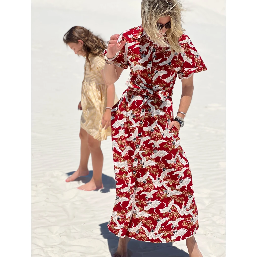 BURU Pink Label The Donna Day Gown - Red Crane 9 BURU Pink Label The Donna Day Gown - Red Crane