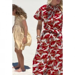 BURU Pink Label The Donna Day Gown - Red Crane 22 BURU Pink Label The Donna Day Gown - Red Crane