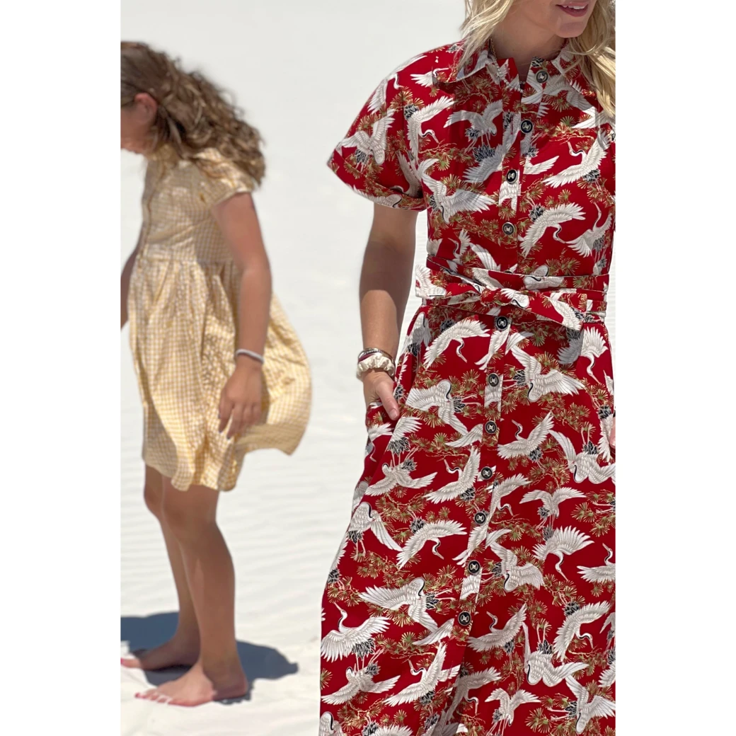 BURU Pink Label The Donna Day Gown - Red Crane 11 BURU Pink Label The Donna Day Gown - Red Crane