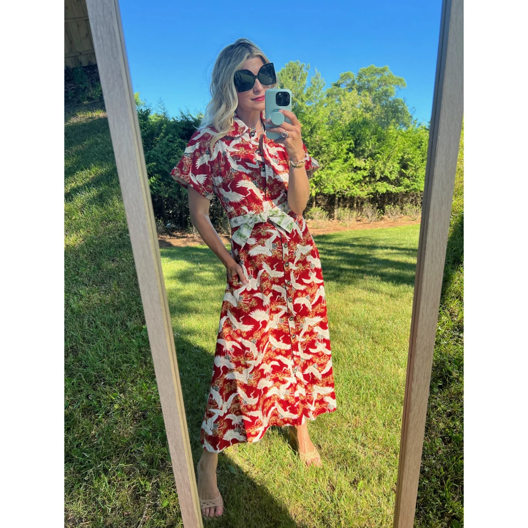 BURU Pink Label The Donna Day Gown - Red Crane 12 BURU Pink Label The Donna Day Gown - Red Crane