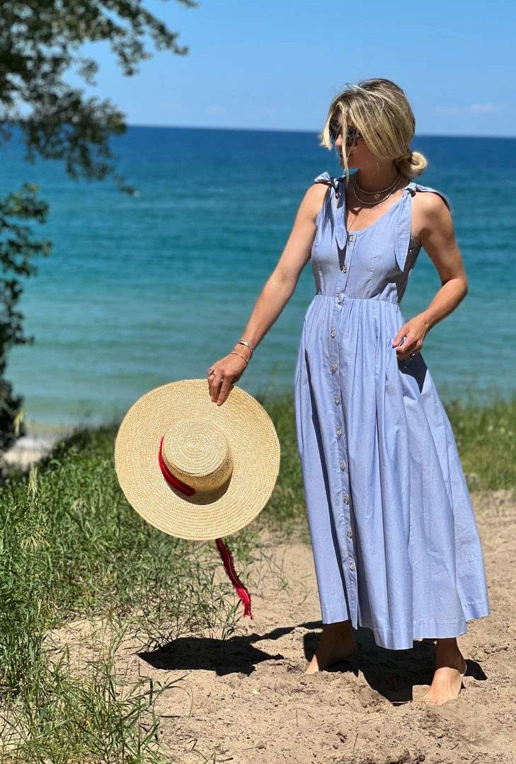 BURU Pink Label Le Scoop Dress - Blue Oxford 4 BURU Pink Label Le Scoop Dress - Blue Oxford