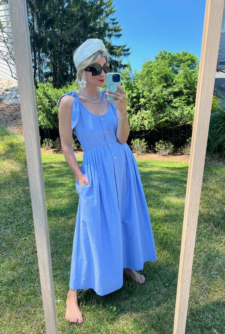 BURU Pink Label Le Scoop Dress - Blue Oxford 7 BURU Pink Label Le Scoop Dress - Blue Oxford