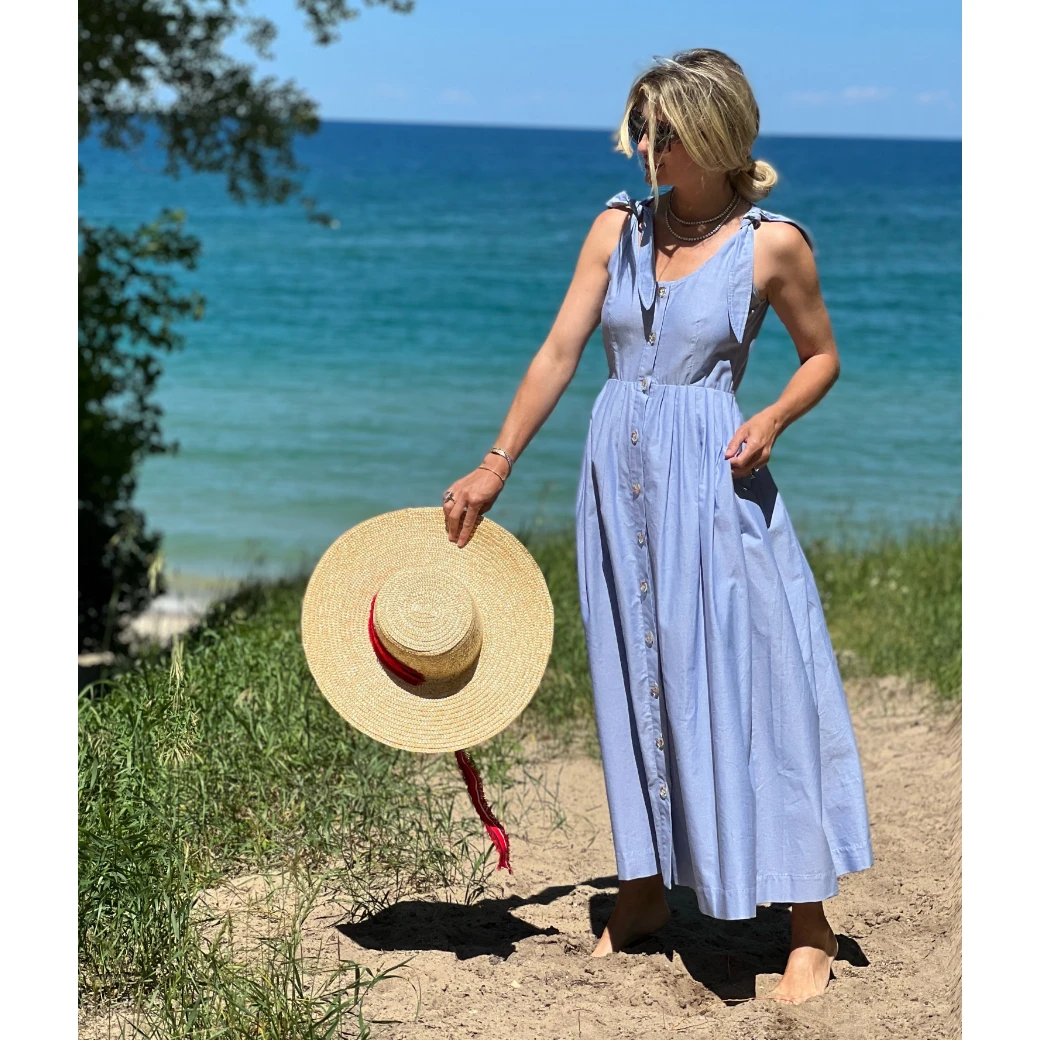 BURU Pink Label Le Scoop Dress - Blue Oxford 10 BURU Pink Label Le Scoop Dress - Blue Oxford