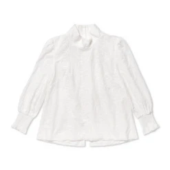 BURU White Label Long Sleeve Mod Top - White Embroidery