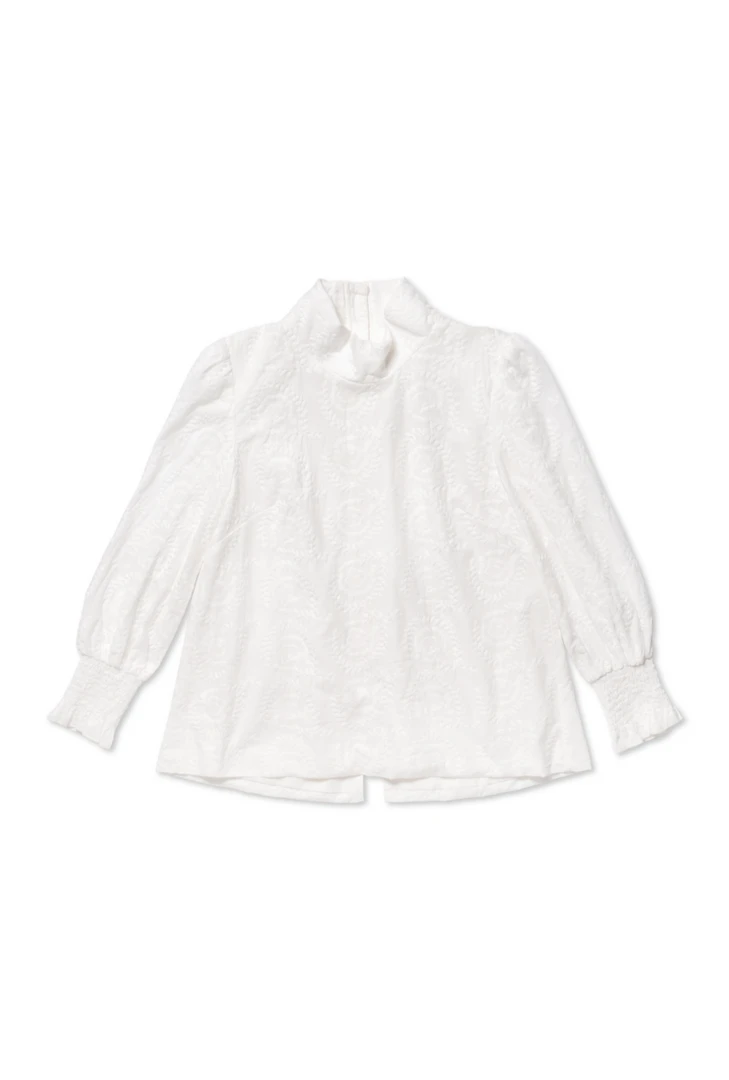BURU White Label Long Sleeve Mod Top - White Embroidery 3 BURU White Label Long Sleeve Mod Top - White Embroidery