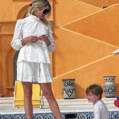 BURU White Label Smocked Waist Skirt - White Embroidery 22 BURU White Label Smocked Waist Skirt - White Embroidery