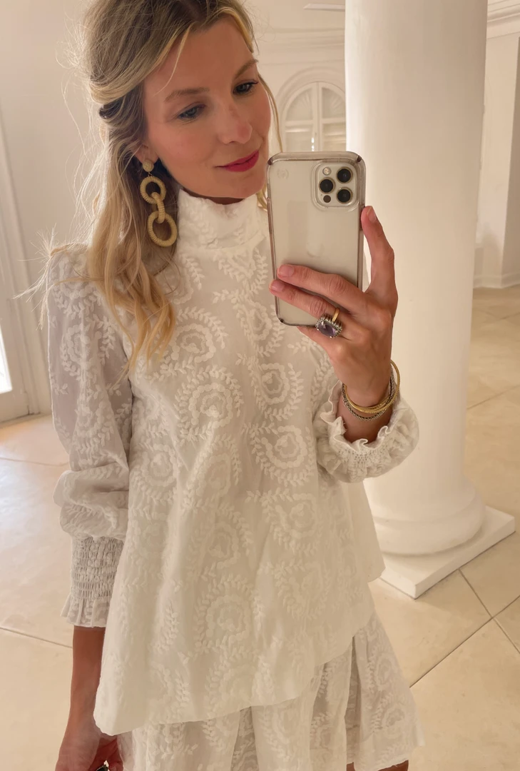 BURU White Label Long Sleeve Mod Top - White Embroidery 8 BURU White Label Long Sleeve Mod Top - White Embroidery