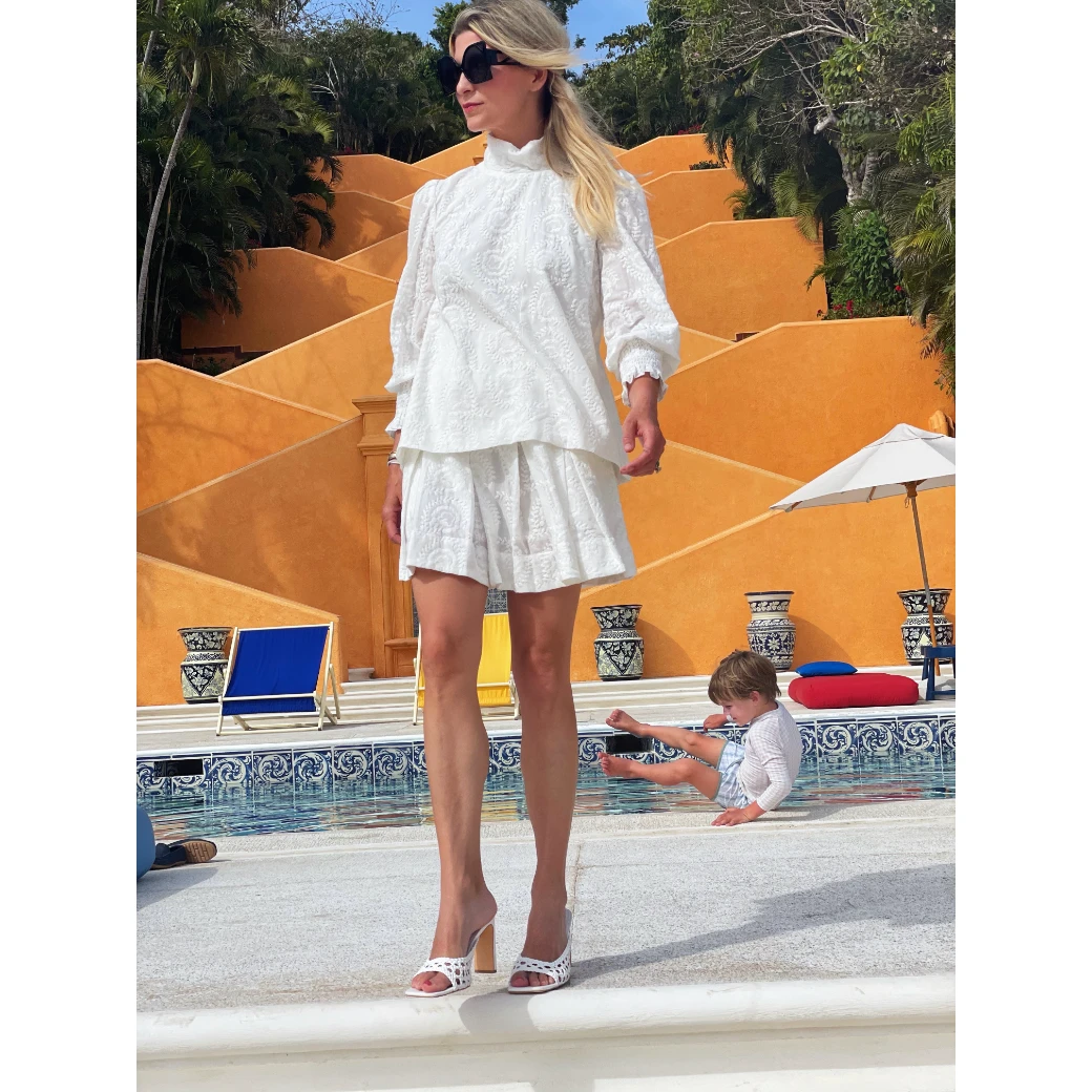 BURU White Label Smocked Waist Skirt - White Embroidery 14 BURU White Label Smocked Waist Skirt - White Embroidery