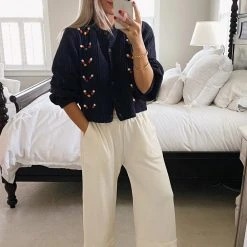 BURU Pink Label Wide Leg Cropped Trouser - Ivory 11 BURU Pink Label Wide Leg Cropped Trouser - Ivory