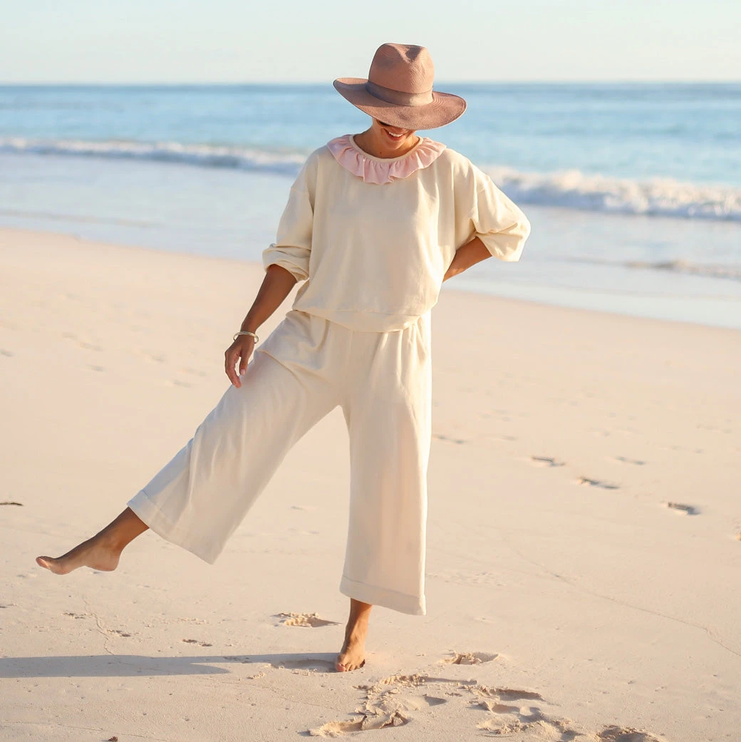 BURU Pink Label Wide Leg Cropped Trouser - Ivory 7 BURU Pink Label Wide Leg Cropped Trouser - Ivory