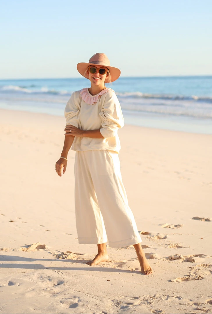 BURU Pink Label Wide Leg Cropped Trouser - Ivory 4 BURU Pink Label Wide Leg Cropped Trouser - Ivory