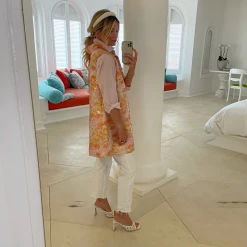 BURU White Label Sleeveless Mod Dress - Coral Chinoiserie Clothing