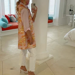 BURU White Label Sleeveless Mod Dress - Coral Chinoiserie Clothing