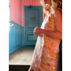 BURU White Label Sleeveless Mod Dress - Coral Chinoiserie Clothing