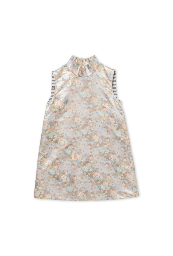 BURU White Label Sleeveless Mod Dress - Silver Chinoiserie 3 BURU White Label Sleeveless Mod Dress - Silver Chinoiserie