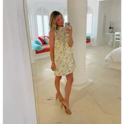 BURU White Label Sleeveless Mod Dress - Silver Chinoiserie 18 BURU White Label Sleeveless Mod Dress - Silver Chinoiserie