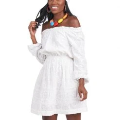 BURU White Label Clothing On & Off The Shoulder Mini Dress - White Star
