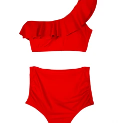 BURU White Label One Shoulder High Rise Bikini - Red Clothing