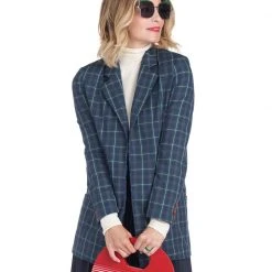 BURU Pink Label Clothing Open Blazer - Green Tartan