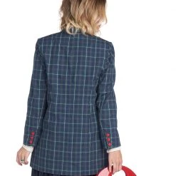 BURU Pink Label Clothing Open Blazer - Green Tartan