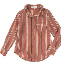 BURU White Label PJ Blouse - Brown Stripe