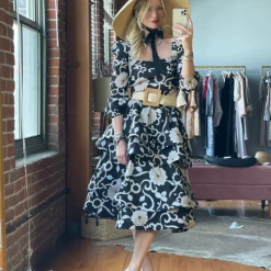 BURU Pink Label Clothing Ruffled Party Skirt - Black Floral