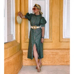 BURU Pink Label Clothing Penny Puff Sleeve Day Gown - Olive Eyelet