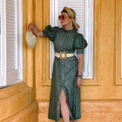 BURU Pink Label Clothing Penny Puff Sleeve Day Gown - Olive Eyelet