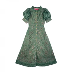 BURU Pink Label Clothing Penny Puff Sleeve Day Gown - Olive Eyelet