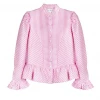 BURU White Label Peplum Puff Sleeve Button Down - Pink Stripe Clothing 2 BURU White Label Peplum Puff Sleeve Button Down - Pink Stripe Clothing