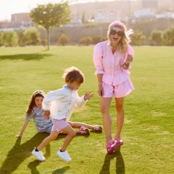 BURU White Label Peplum Puff Sleeve Button Down - Pink Stripe Clothing 24 BURU White Label Peplum Puff Sleeve Button Down - Pink Stripe Clothing