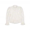BURU White Label Clothing Peplum Puff Sleeve Button Down - Yellow Hearts