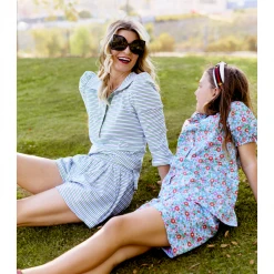 BURU White Label Peter Pan Tee - Green & Blue Stripe Clothing