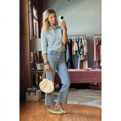 BURU White Label Peter Pan Tee - Green & Blue Stripe Clothing