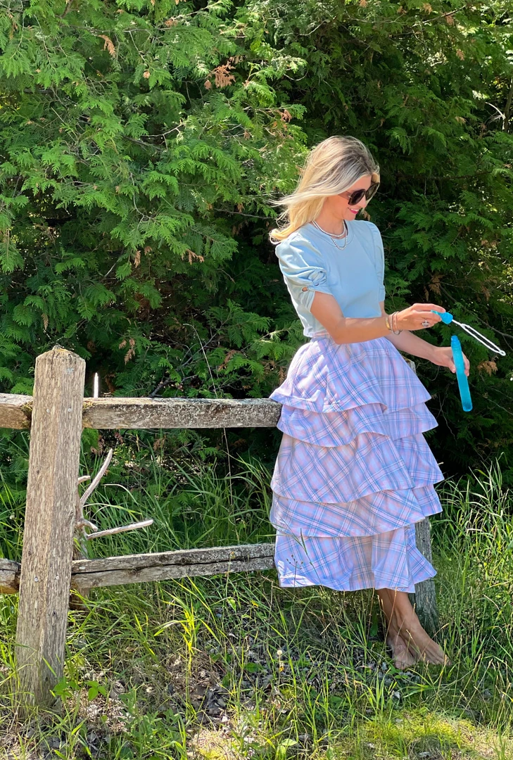 Pink Label Teagan Midi- Blue & Pink Plaid 4 Pink Label Teagan Midi- Blue & Pink Plaid