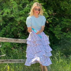 Pink Label Teagan Midi- Blue & Pink Plaid 12 Pink Label Teagan Midi- Blue & Pink Plaid