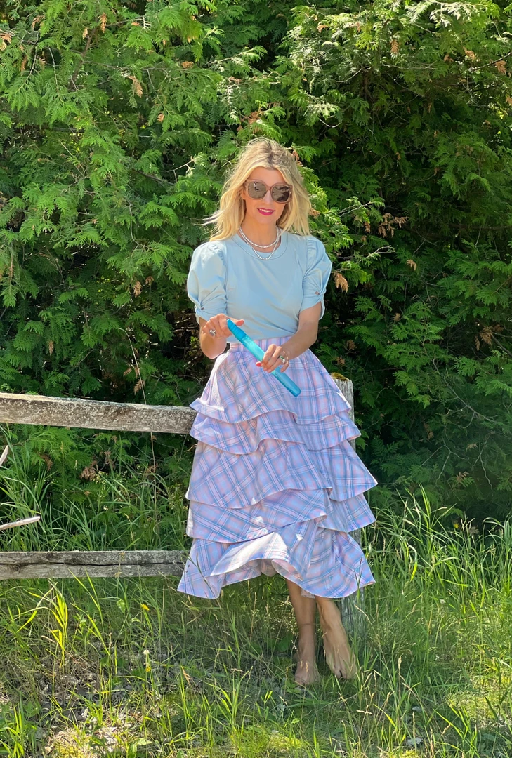 Pink Label Teagan Midi- Blue & Pink Plaid 5 Pink Label Teagan Midi- Blue & Pink Plaid