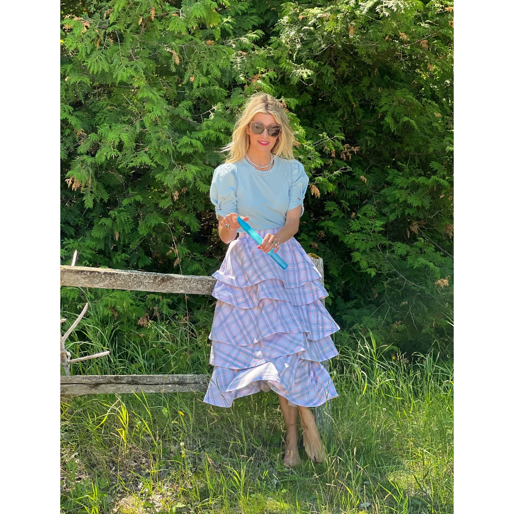 Pink Label Teagan Midi- Blue & Pink Plaid 8 Pink Label Teagan Midi- Blue & Pink Plaid