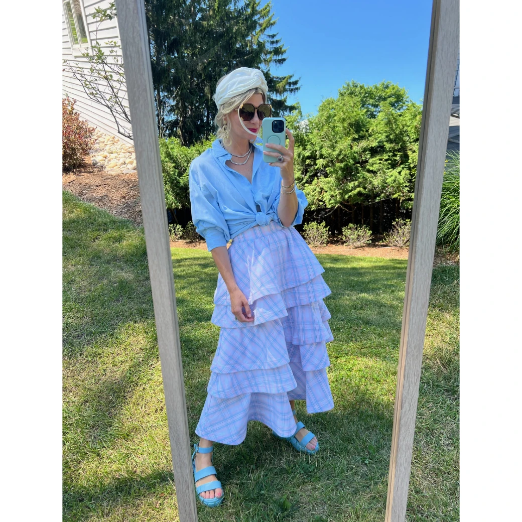 Pink Label Teagan Midi- Blue & Pink Plaid 9 Pink Label Teagan Midi- Blue & Pink Plaid