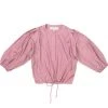 BURU White Label Clothing Drawstring Henley Blouse - Pink Lurex - Final Sale
