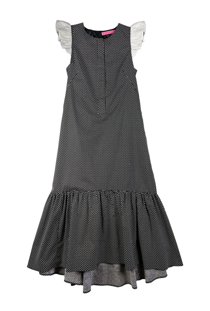 BURU Pink Label Placket Front Ruffle Maxi Dress - Black Polka Dot 2 BURU Pink Label Placket Front Ruffle Maxi Dress - Black Polka Dot