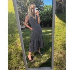 BURU Pink Label Placket Front Ruffle Maxi Dress - Black Polka Dot 23 BURU Pink Label Placket Front Ruffle Maxi Dress - Black Polka Dot