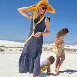 BURU Pink Label Placket Front Ruffle Maxi Dress - Black Polka Dot