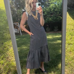 BURU Pink Label Placket Front Ruffle Maxi Dress - Black Polka Dot 17 BURU Pink Label Placket Front Ruffle Maxi Dress - Black Polka Dot