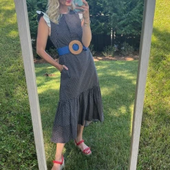 BURU Pink Label Placket Front Ruffle Maxi Dress - Black Polka Dot 18 BURU Pink Label Placket Front Ruffle Maxi Dress - Black Polka Dot