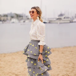 BURU White Label Clothing Teagan Tiered Skirt MIDI - Gingham Daisy