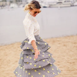 BURU White Label Clothing Teagan Tiered Skirt MIDI - Gingham Daisy